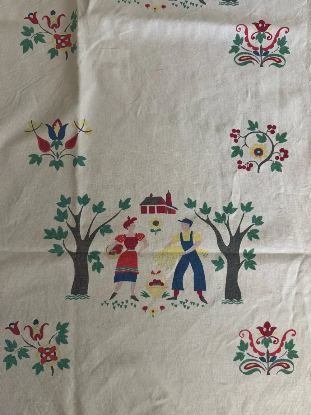 Vintage 1950-1960 Wilendur Cotton Tablecloth Pennsylvania Dutch